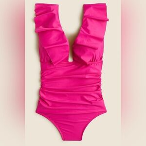 Elegant Pink Ruffled One-Piece Swimsuit